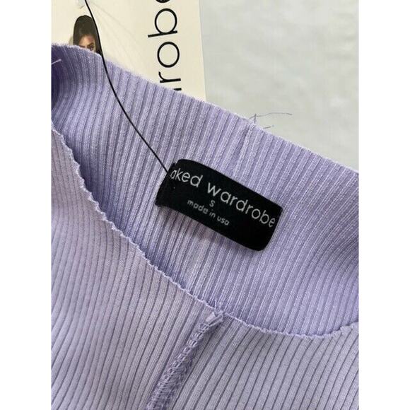 Naked Wardrobe Mini Dress Snatched Vibes Long Sleeve Rib Knit Purple Small NWT - Picture 7 of 10